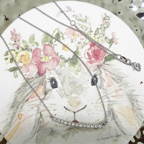 SOLD 18K White Gold .50 Ct Diamond Bar Necklace - Picture 2 of 8